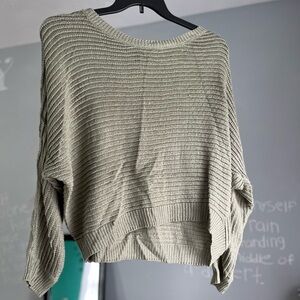 moon & madison olive Crew Neck Sweater with Ribbed Texture